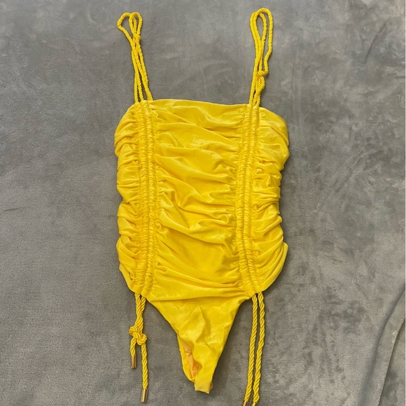 New! Baobab Ancla Ruched Swimsuit In Popcorn yellow nwot 24169 - Picture 7 of 14